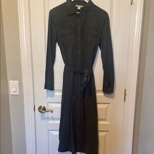 Coldwater Creek Midi Shirt Dress with Tie Front and Long Cuffed Sleeves